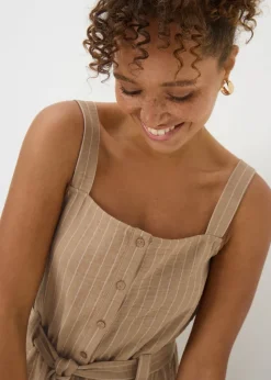 Stone Stripe Button Front Jumpsuit