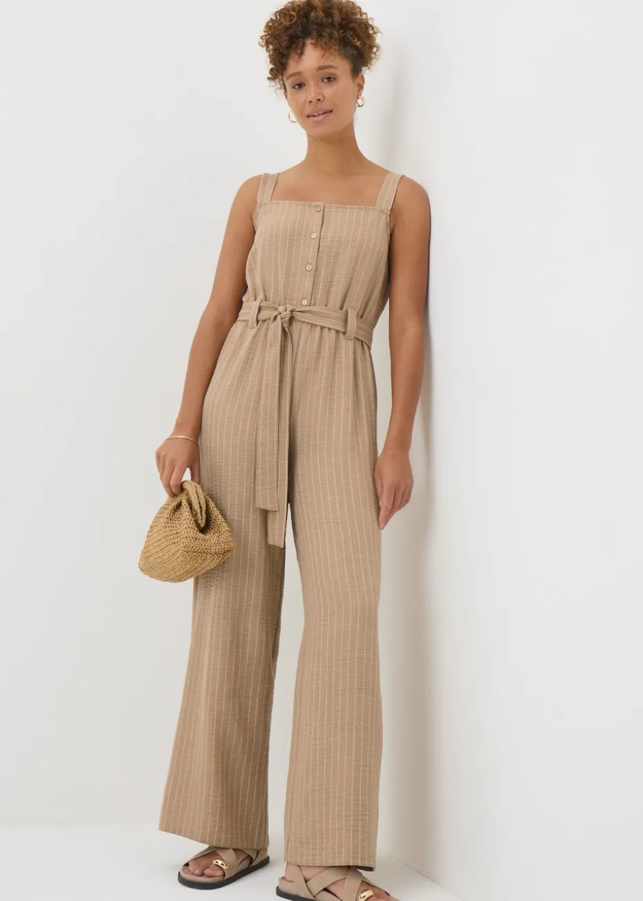 Stone Stripe Button Front Jumpsuit