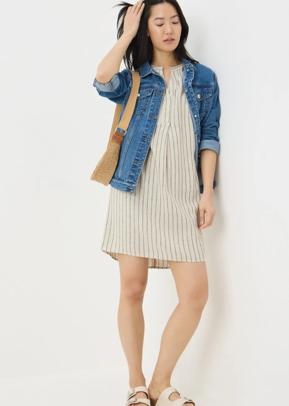 Stone Stripe Linen Blend Shift Dress