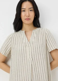 Stone Stripe Linen Blend Shift Dress