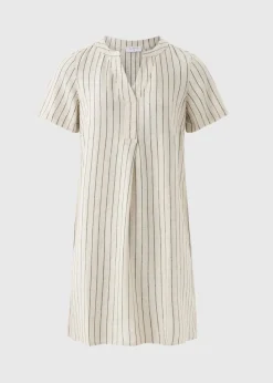 Stone Stripe Linen Blend Shift Dress