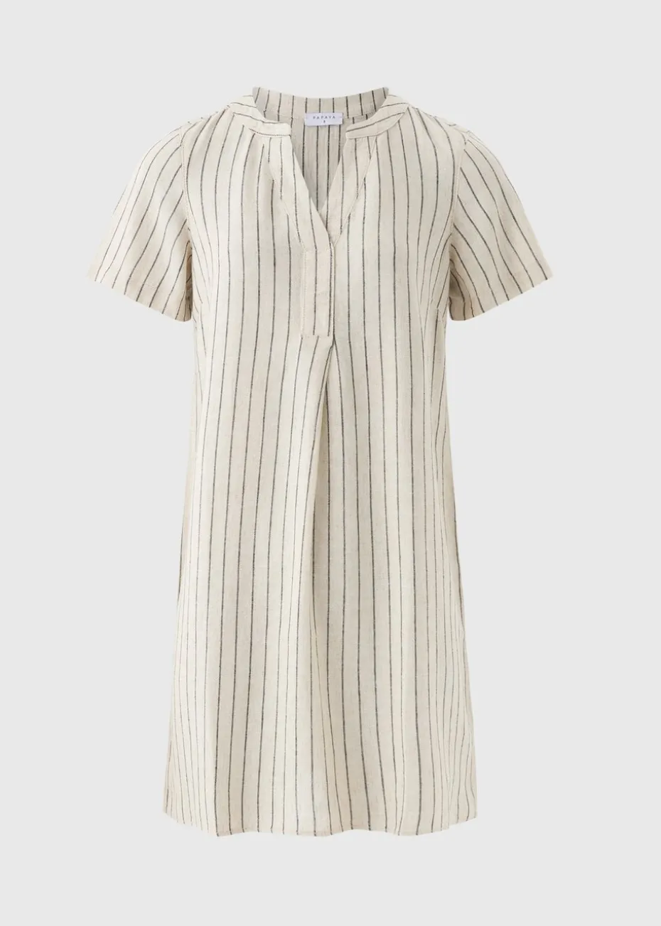 Stone Stripe Linen Blend Shift Dress