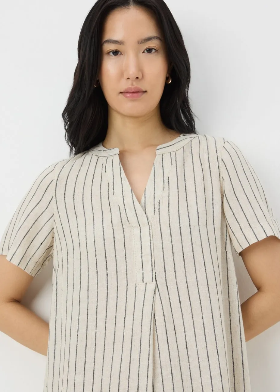 Stone Stripe Linen Blend Shift Dress