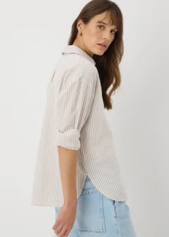 Stone Stripe Seersucker Cotton Shirt