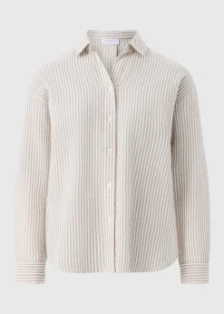 Stone Stripe Seersucker Cotton Shirt