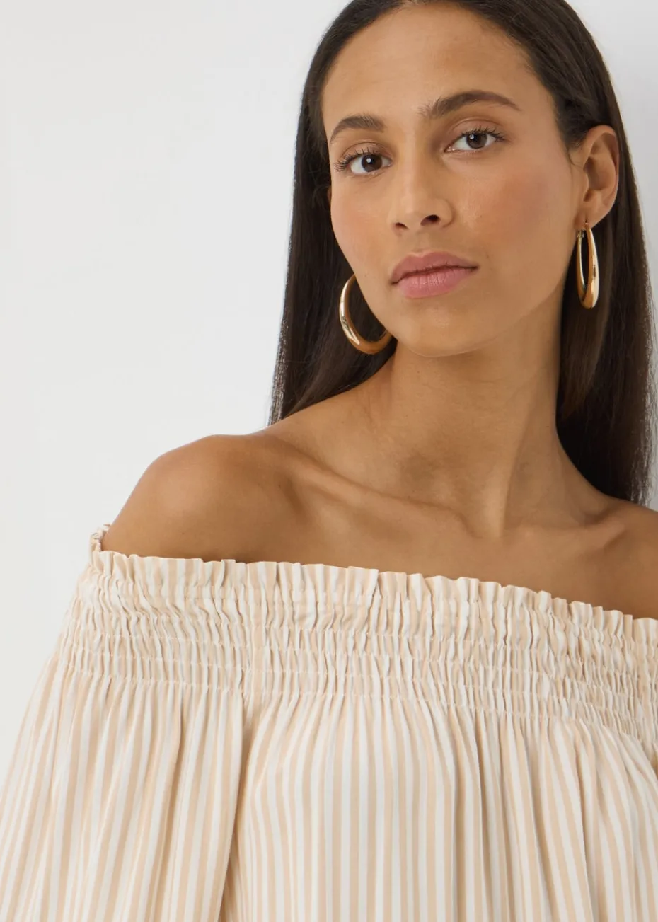 Stone Stripe Shirred Bardot Top