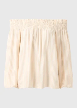 Stone Stripe Shirred Bardot Top