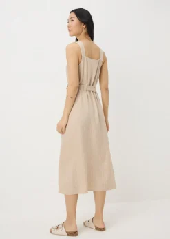 Stone Stripe Square Neck Belted Midi Dress