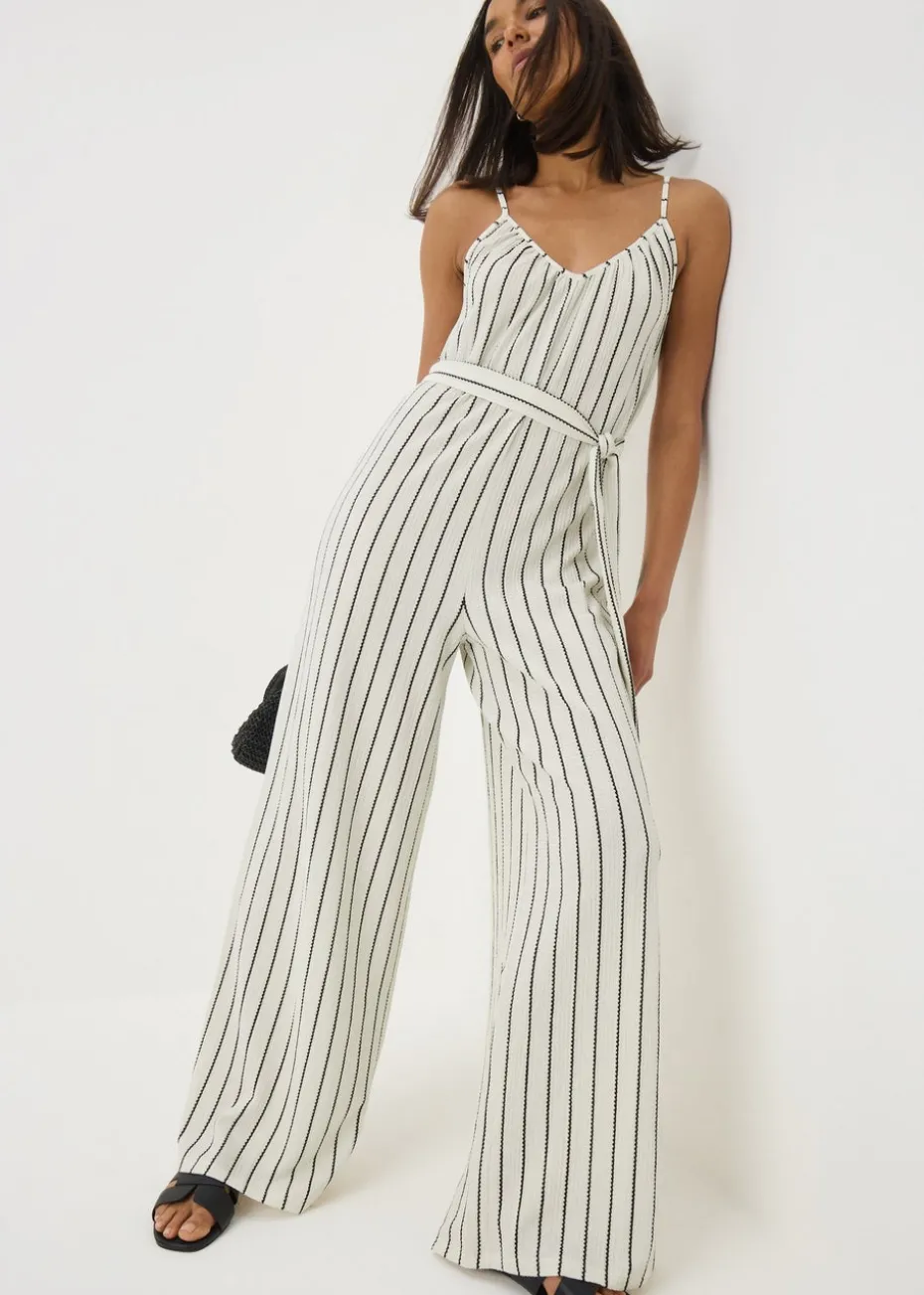 Stone Stripe Wide Leg Jersey Jumpsuit