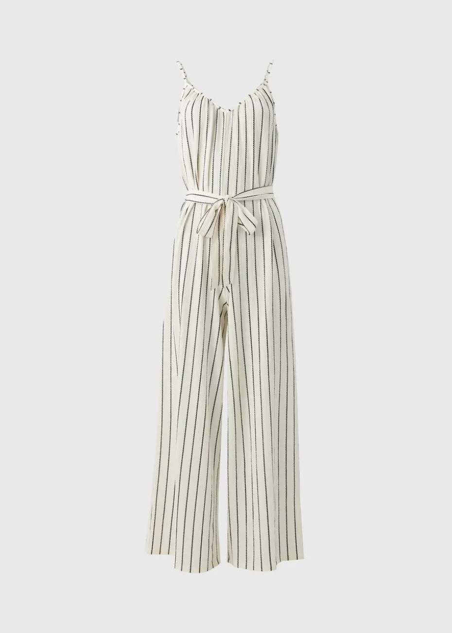 Stone Stripe Wide Leg Jersey Jumpsuit