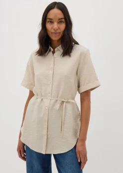 Stone Tie Waist Longline Shirt