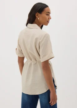 Stone Tie Waist Longline Shirt