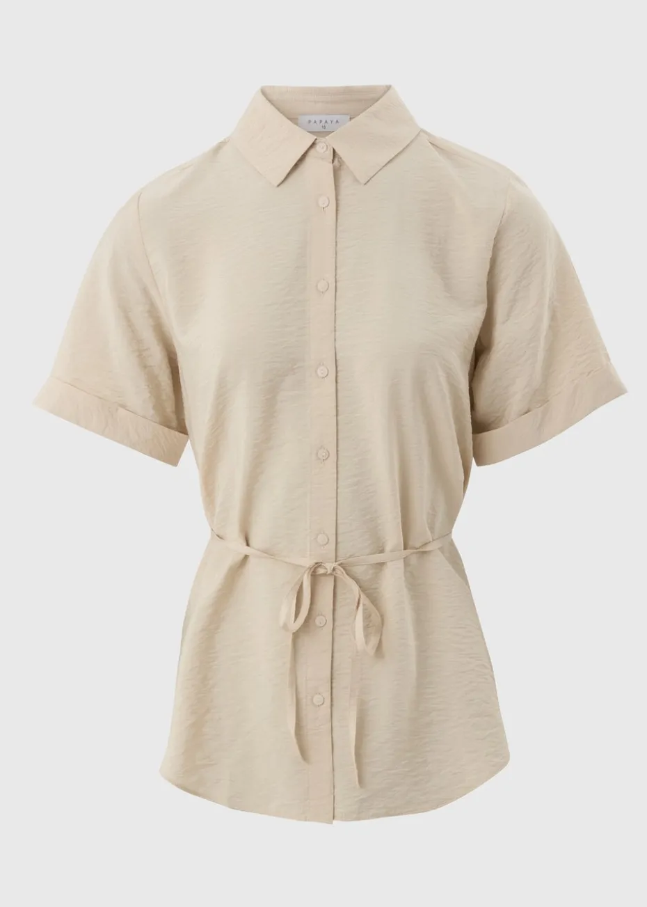 Stone Tie Waist Longline Shirt