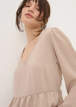Stone V-Neck Ruffle Blouse