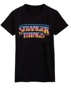 Stranger Things Mens Black Retro Logo T-Shirt