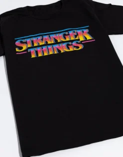 Stranger Things Mens Black Retro Logo T-Shirt