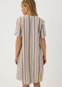 Stripe Linen Blend Shift Mini Dress