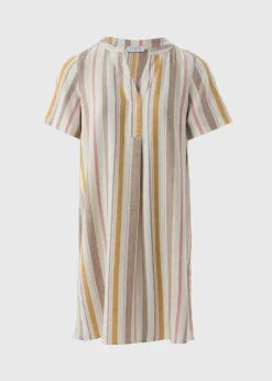 Stripe Linen Blend Shift Mini Dress