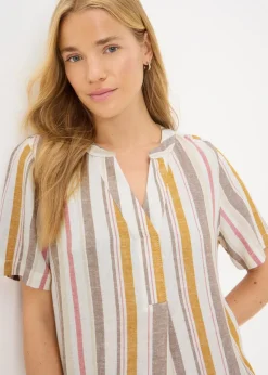 Stripe Linen Blend Shift Mini Dress