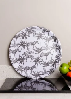Summerhouse by Navigate Black & White Madagascar Large Round Zebra Tray