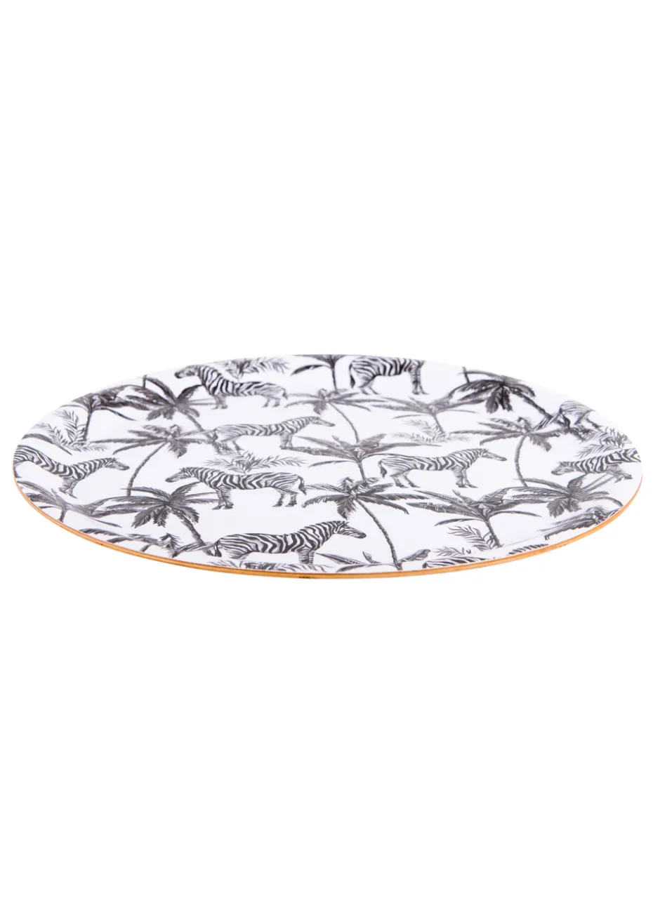 Summerhouse by Navigate Black & White Madagascar Large Round Zebra Tray