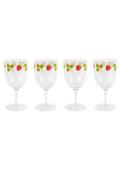 Summerhouse by Navigate Strawberries & Cream Decorated Wine Glasses (Set of 4)