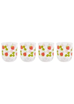 Summerhouse by Navigate Strawberries & Cream Decorated Tumblers (Set of 4)