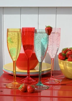 Summerhouse by Navigate Strawberries & Cream Flute set of 4 Mixed Colours