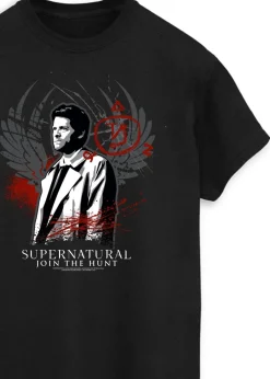 Supernatural Black Join The Hunt Wings Printed Boyfriend Fit T-Shirt