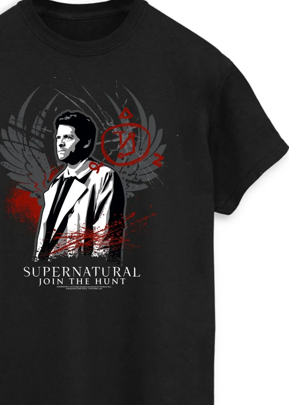 Supernatural Black Join The Hunt Wings Printed Boyfriend Fit T-Shirt