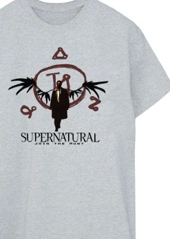 Supernatural Light Grey Logo Heather Printed Boyfriend Fit T-Shirt