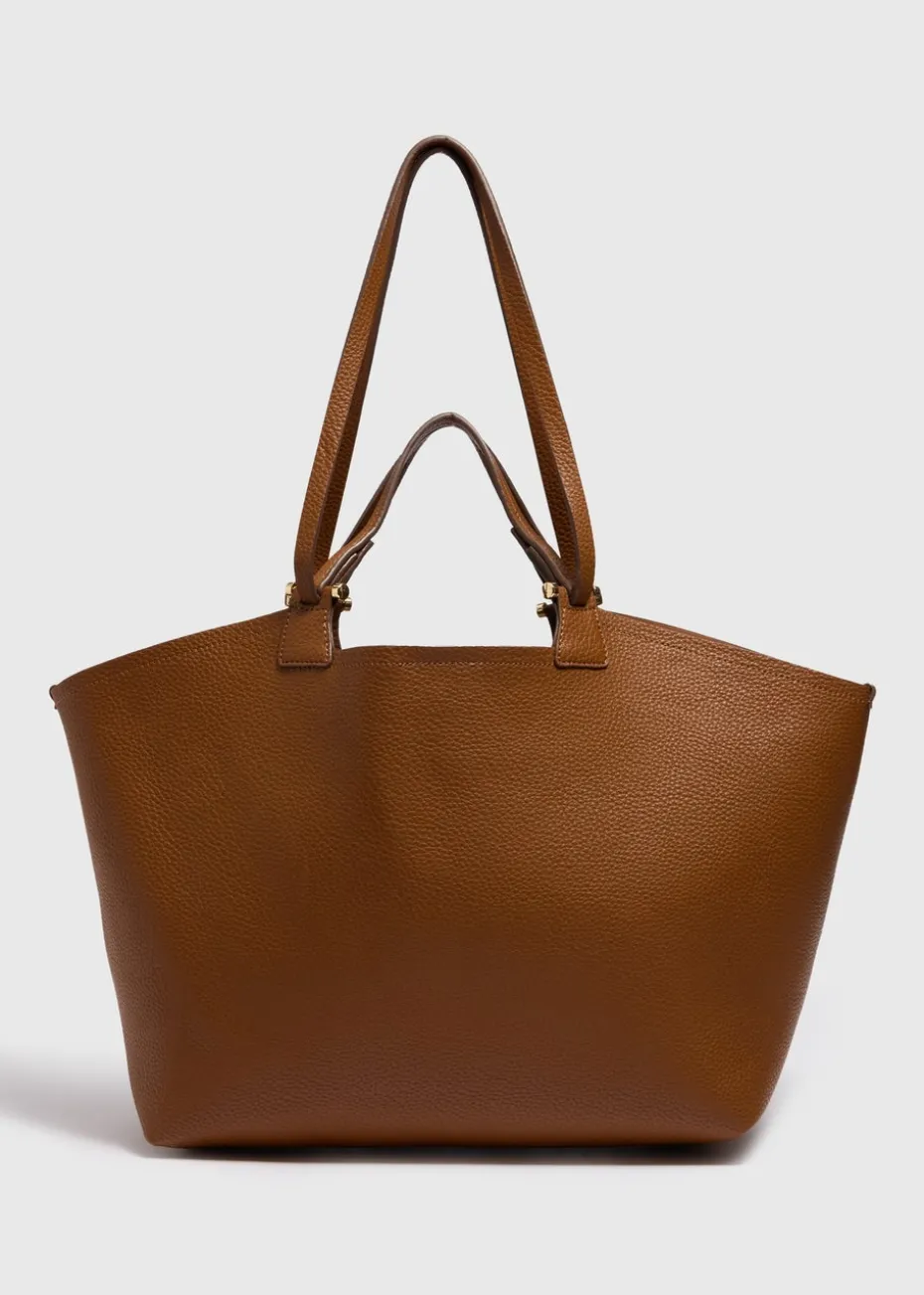 Tan Double Strap Tote Bag