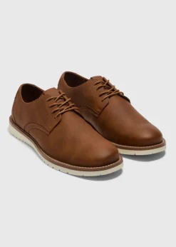 Tan Faux Leather Derby Shoe