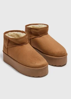 Tan Platform Snug Boots
