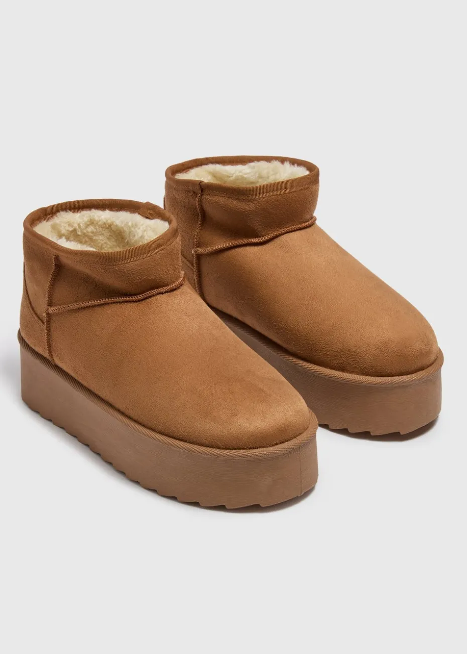 Tan Platform Snug Boots