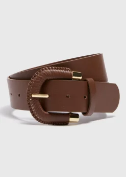 Tan Weave Buckle Belt