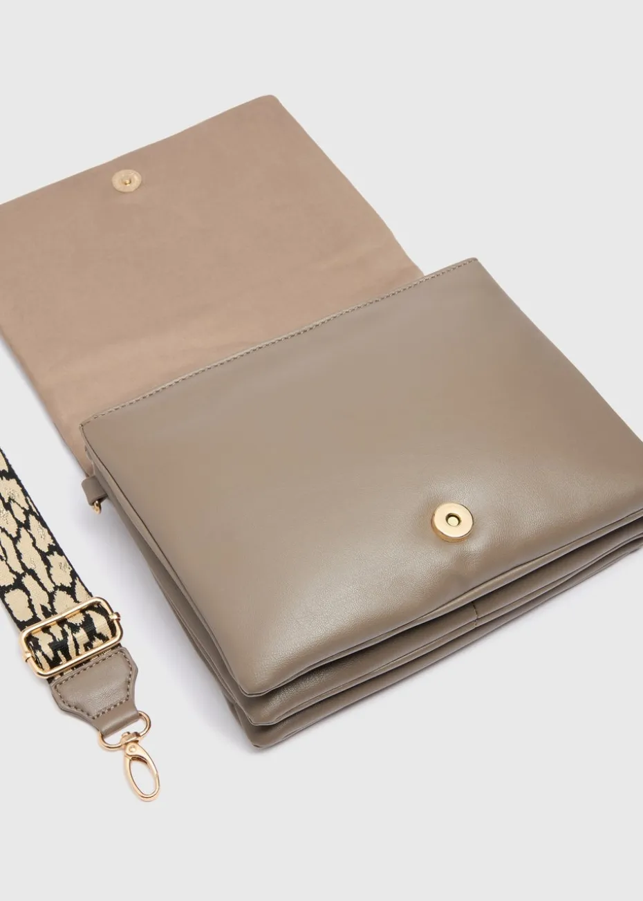 Taupe Leopard Strap Handbag