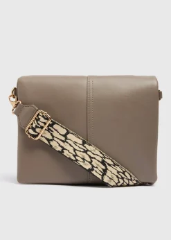 Taupe Leopard Strap Handbag