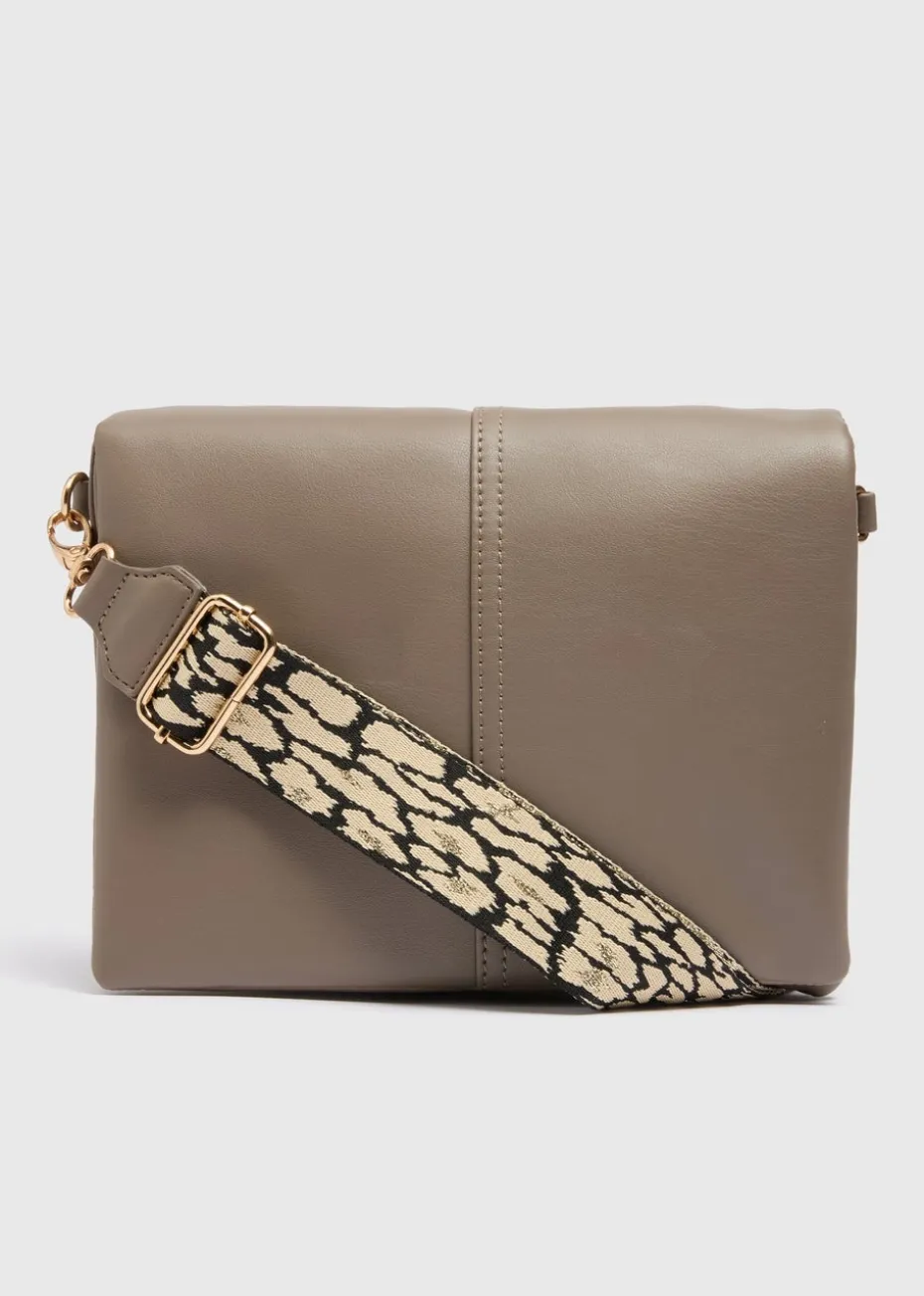 Taupe Leopard Strap Handbag