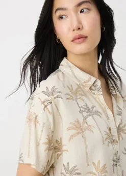 Taupe Linen Blend Palm Shirt