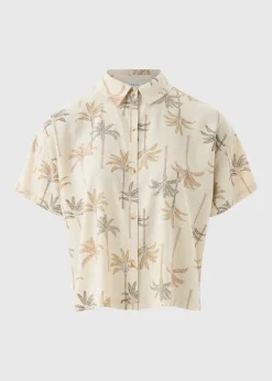 Taupe Linen Blend Palm Shirt