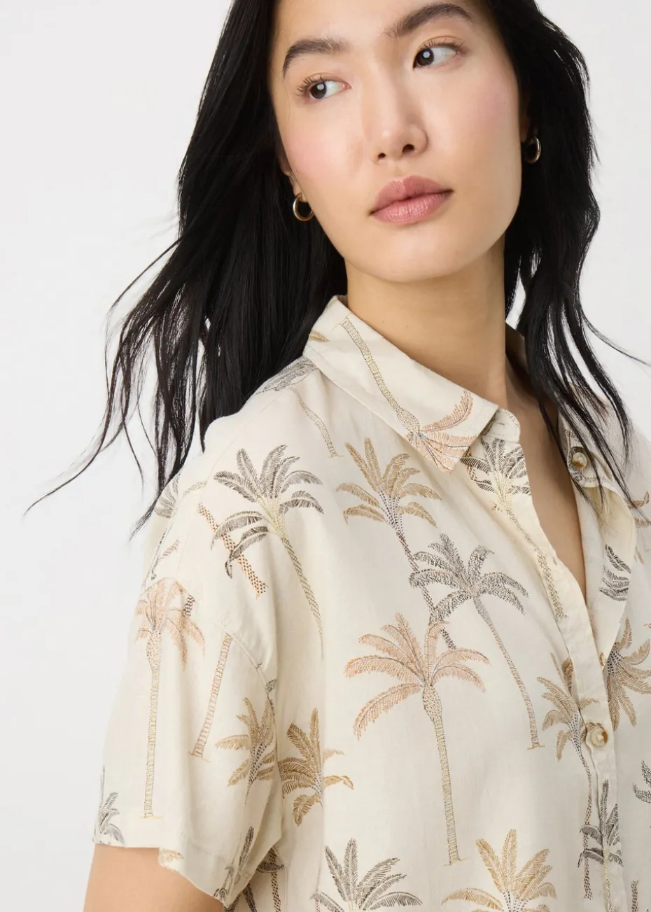 Taupe Linen Blend Palm Shirt