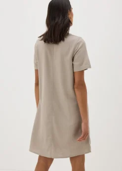 Taupe Linen Blend Shift Dress