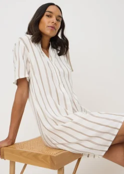 Taupe Stripe Popover Tunic