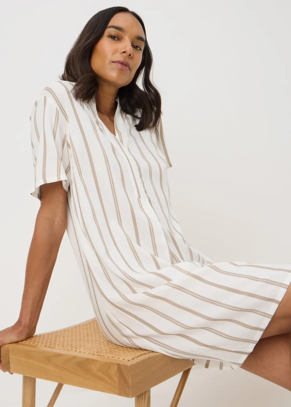 Taupe Stripe Popover Tunic