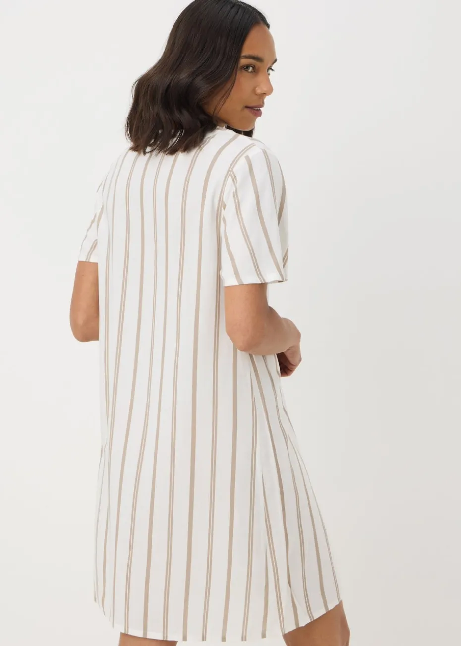 Taupe Stripe Popover Tunic