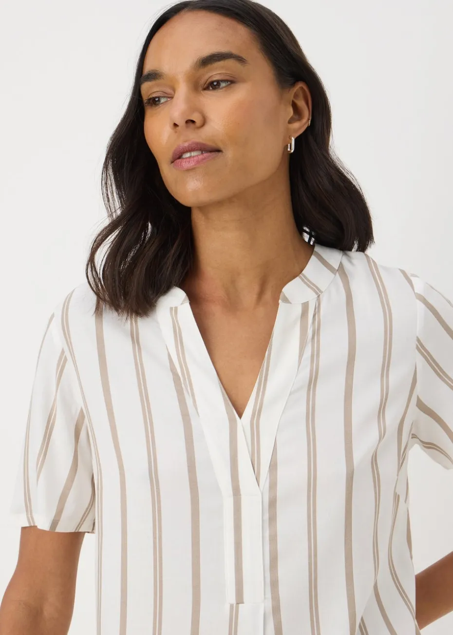 Taupe Stripe Popover Tunic