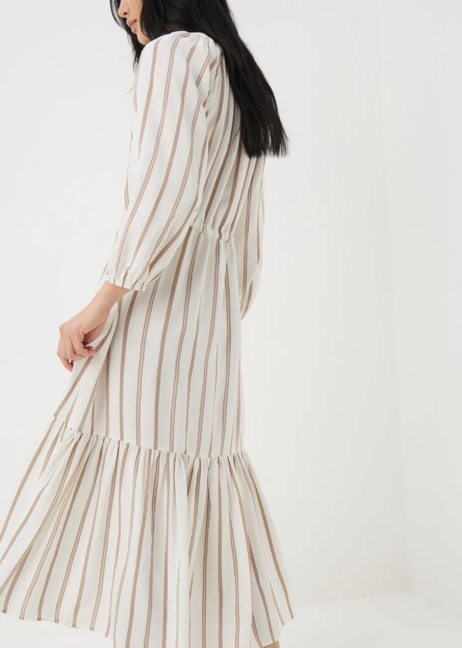 Taupe Stripe Raglan Midi Shirt Dress