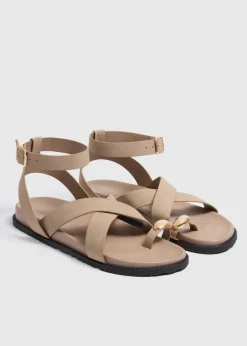 Taupe Toe Loop Sandals