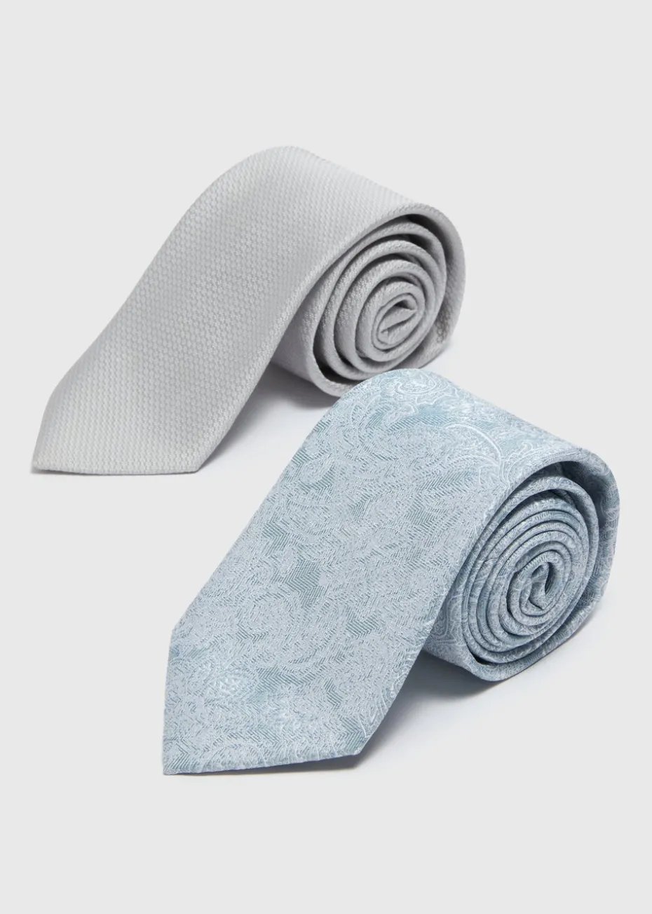 Taylor & Wright 2 Pack Silver Paisley Textured Ties
